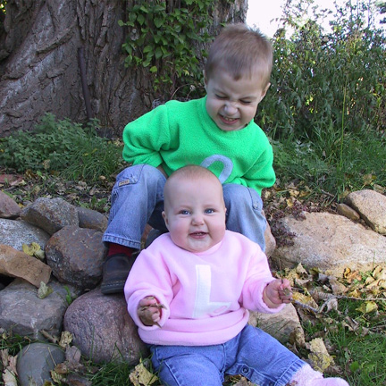 OLshirts07.jpg - These hand-made fleece sweatshirts are customized with the first initial of the child they belong to.